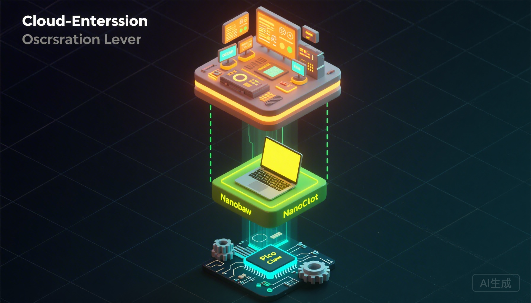 三层产品光谱：云端平台 → 本地协调 → 设备控制